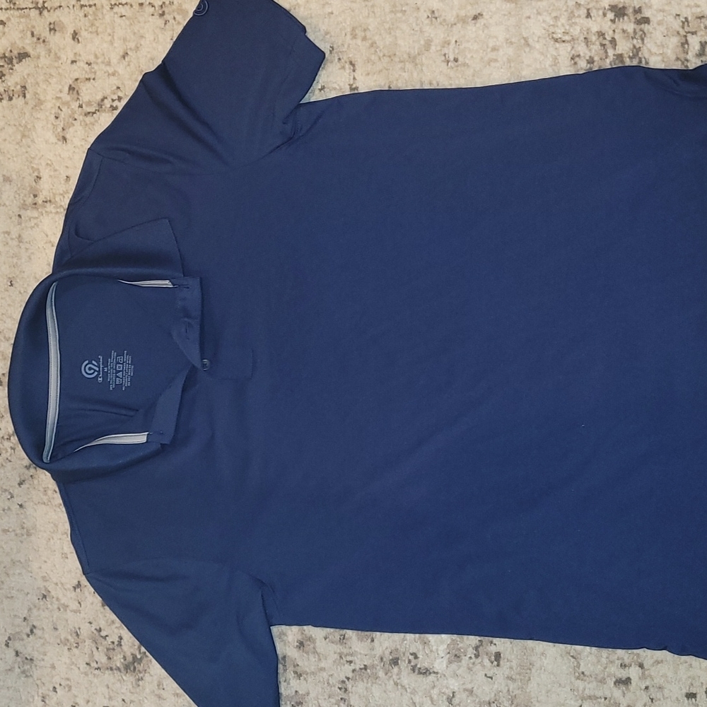 Mens Champion Size Medium Navy Short Sleeve Golf Polo. Dri Fit Material.